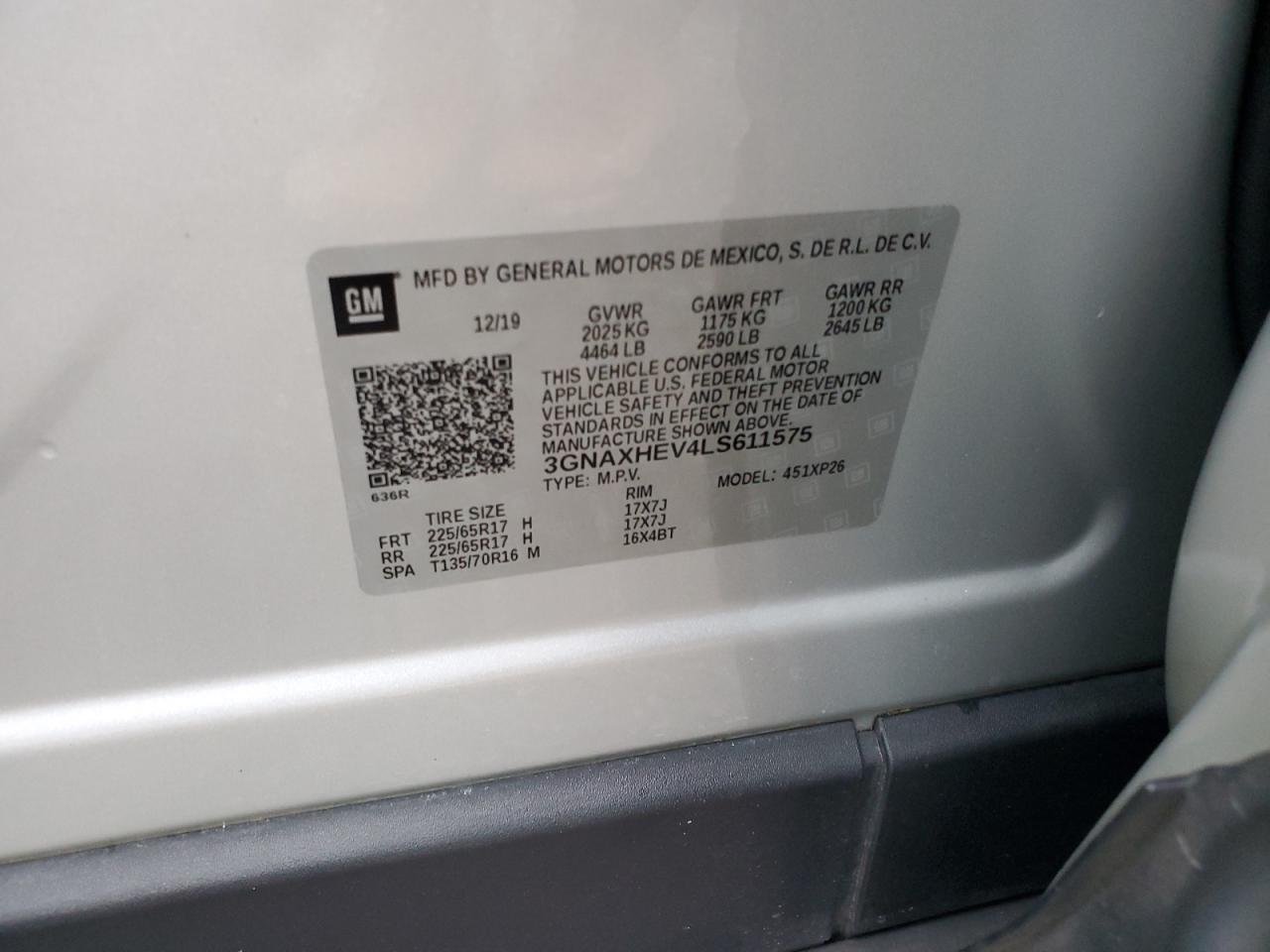 3GNAXHEV4LS611575 2020 CHEVROLET EQUINOX - Image 14