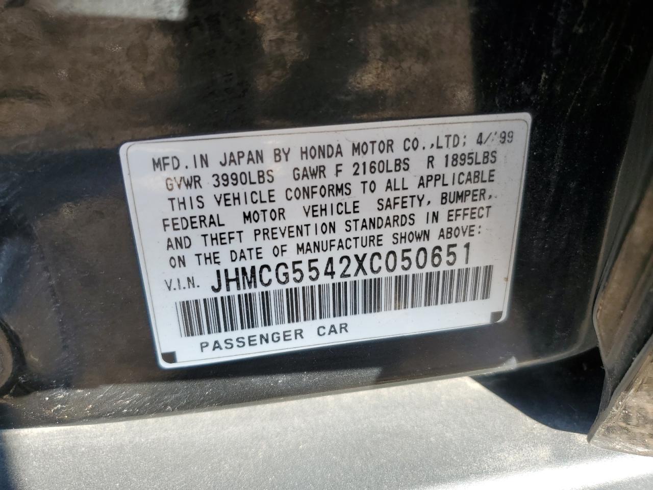 JHMCG5542XC050651 1999 Honda Accord Lx