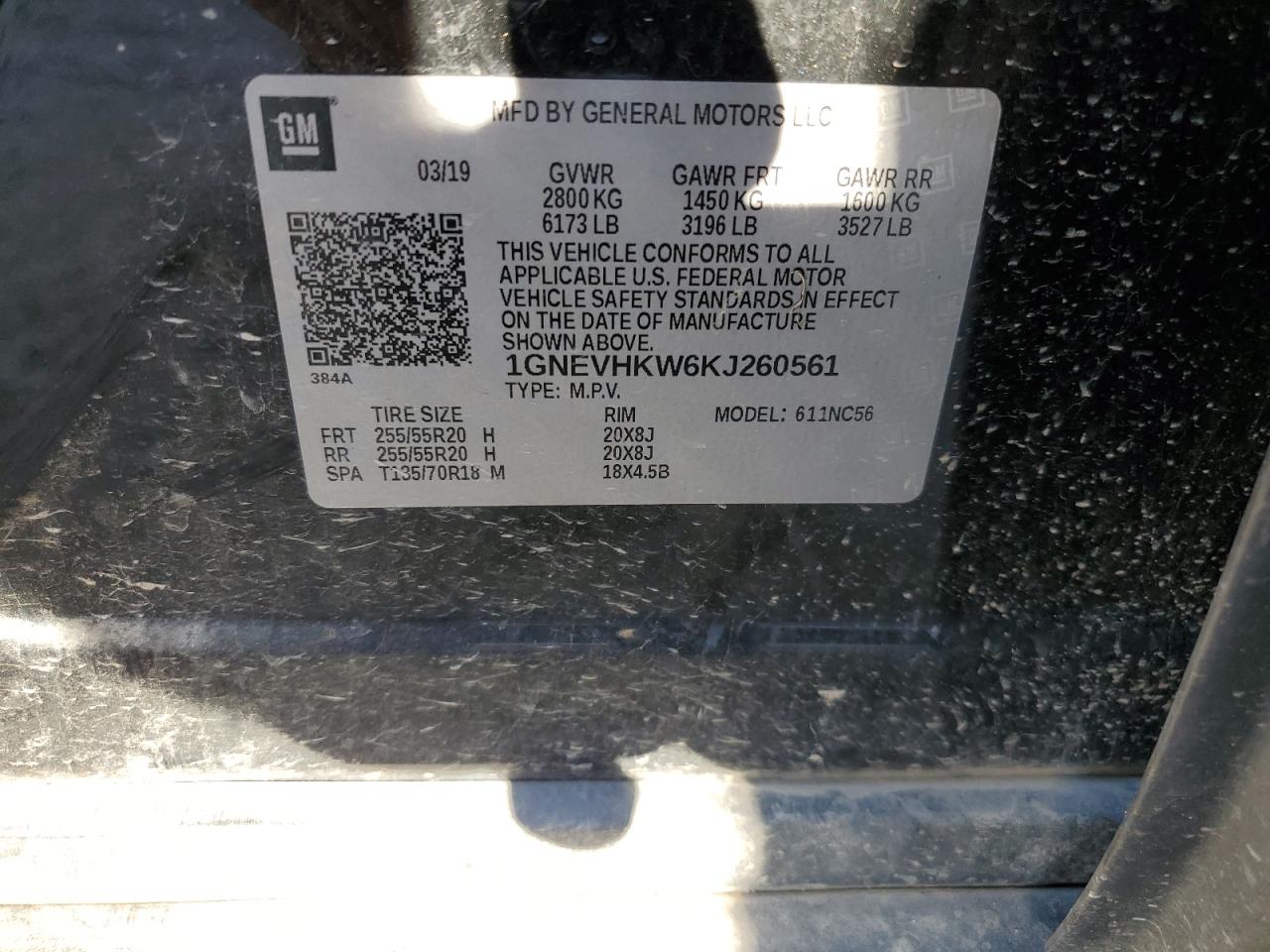 VIN 1GNEVHKW6KJ260561 2019 CHEVROLET TRAVERSE no.13