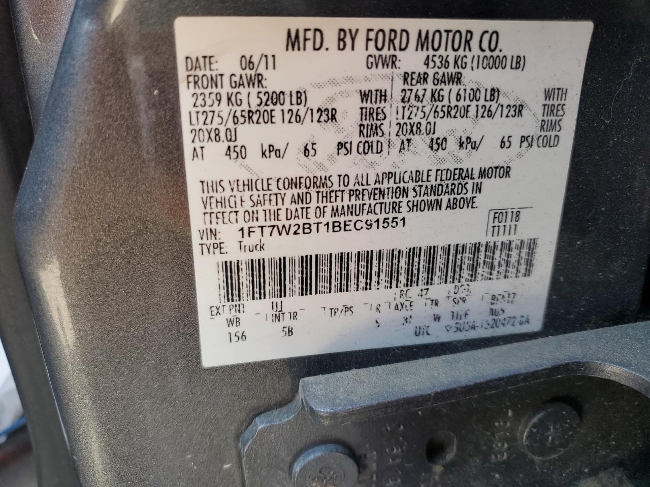 1FT7W2BT1BEC91551 2011 Ford F250 Super Duty