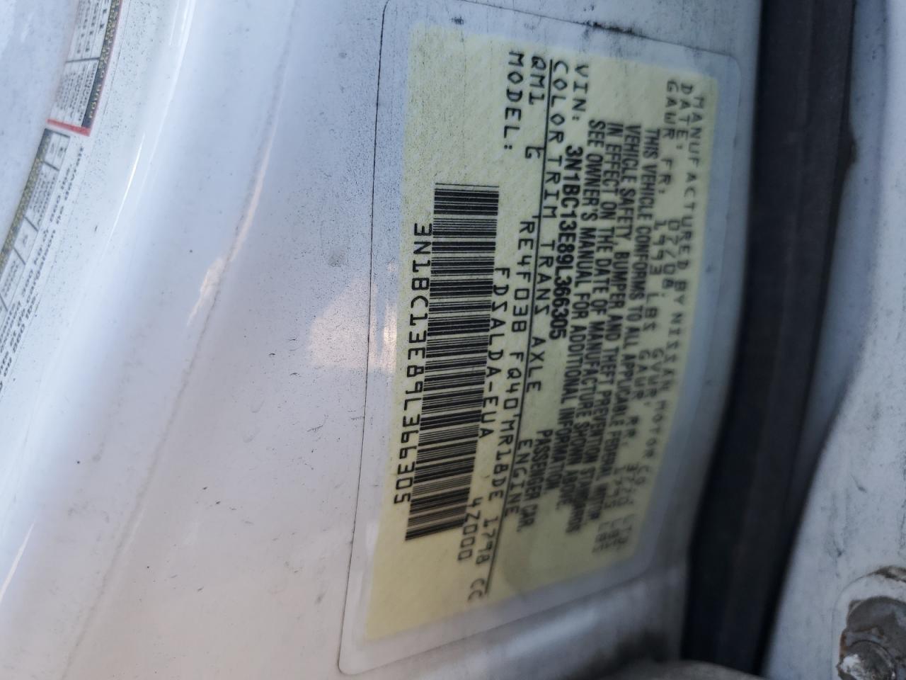 3N1BC13E89L366305 2009 Nissan Versa S