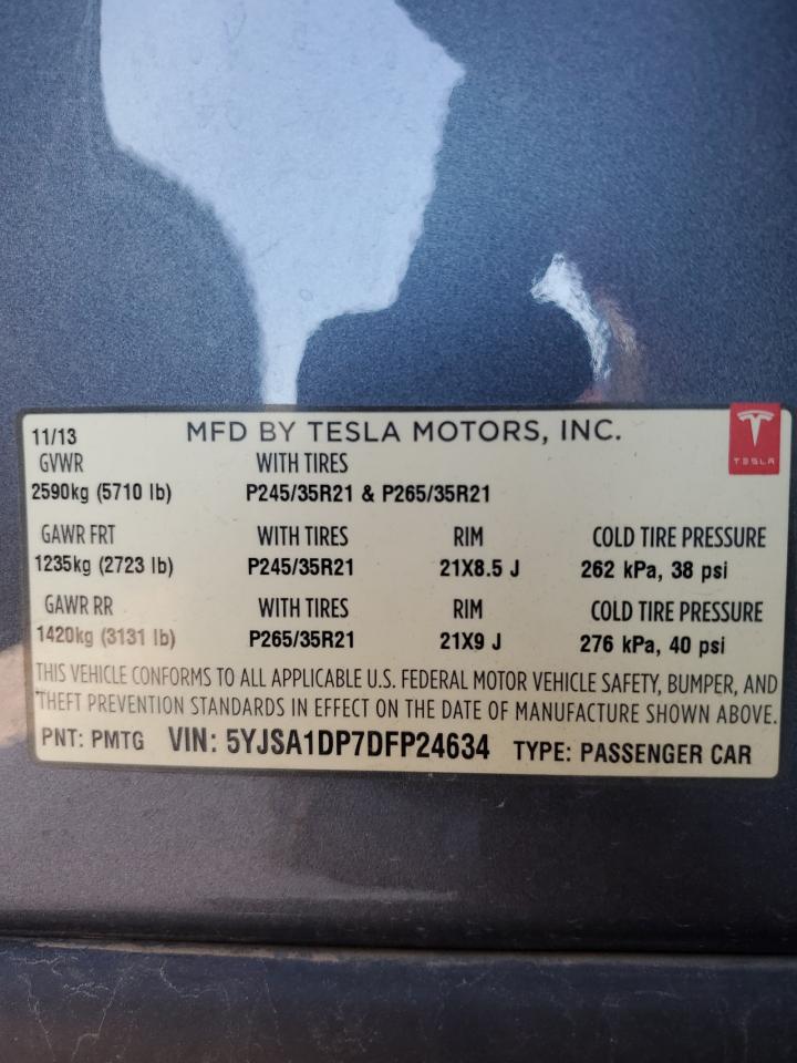 2013 Tesla Model S VIN: 5YJSA1DP7DFP24634 Lot: 71424314