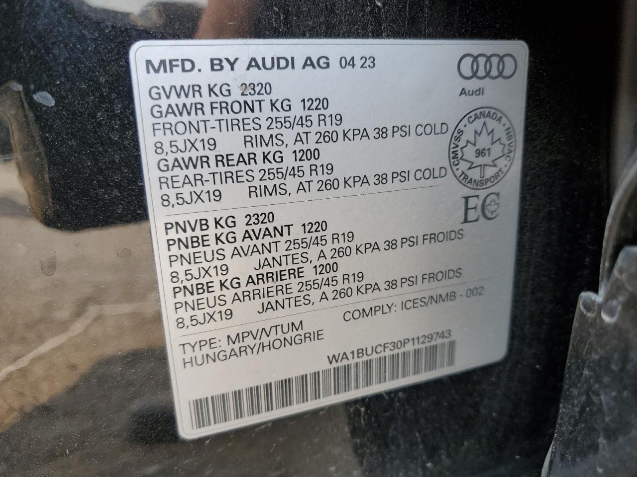 2023 Audi Q3 Premium Plus 40 VIN: WA1BUCF30P1129743 Lot: 71242564