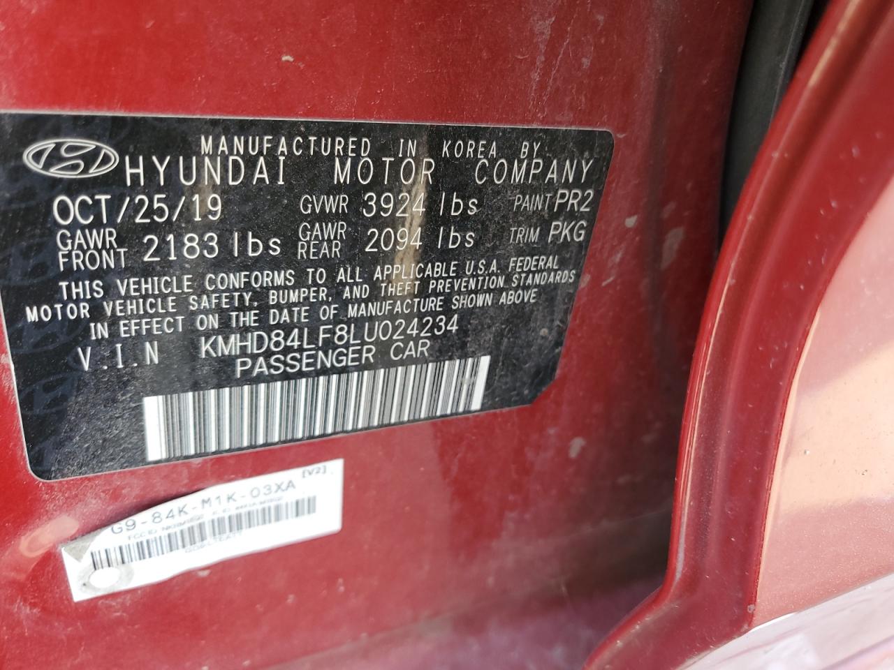 KMHD84LF8LU024234 2020 Hyundai Elantra Sel