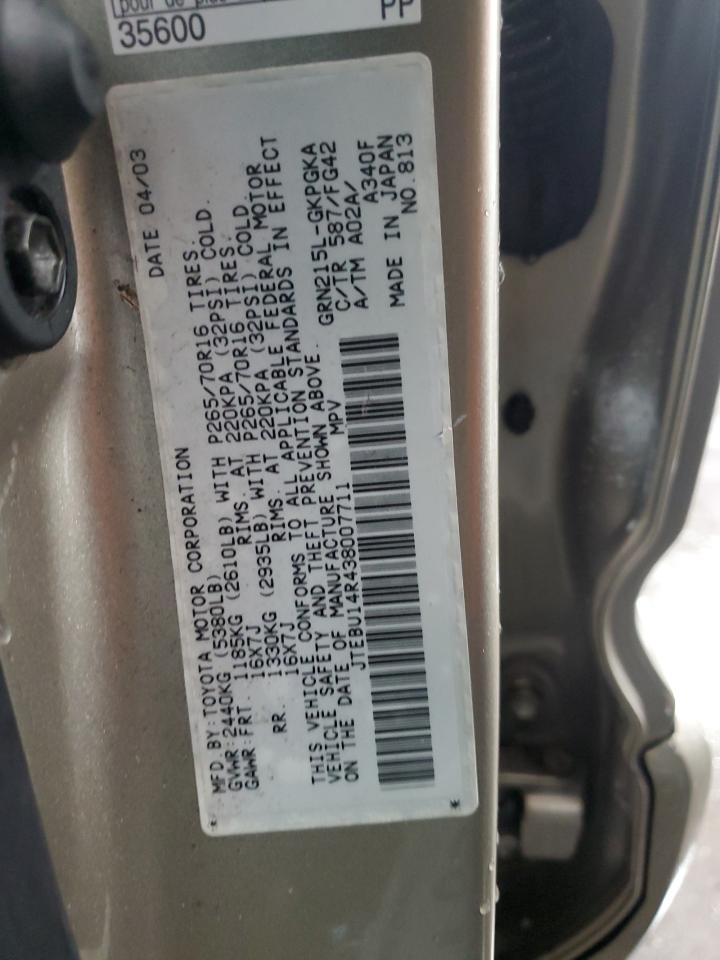 JTEBU14R438007711 2003 Toyota 4Runner Sr5