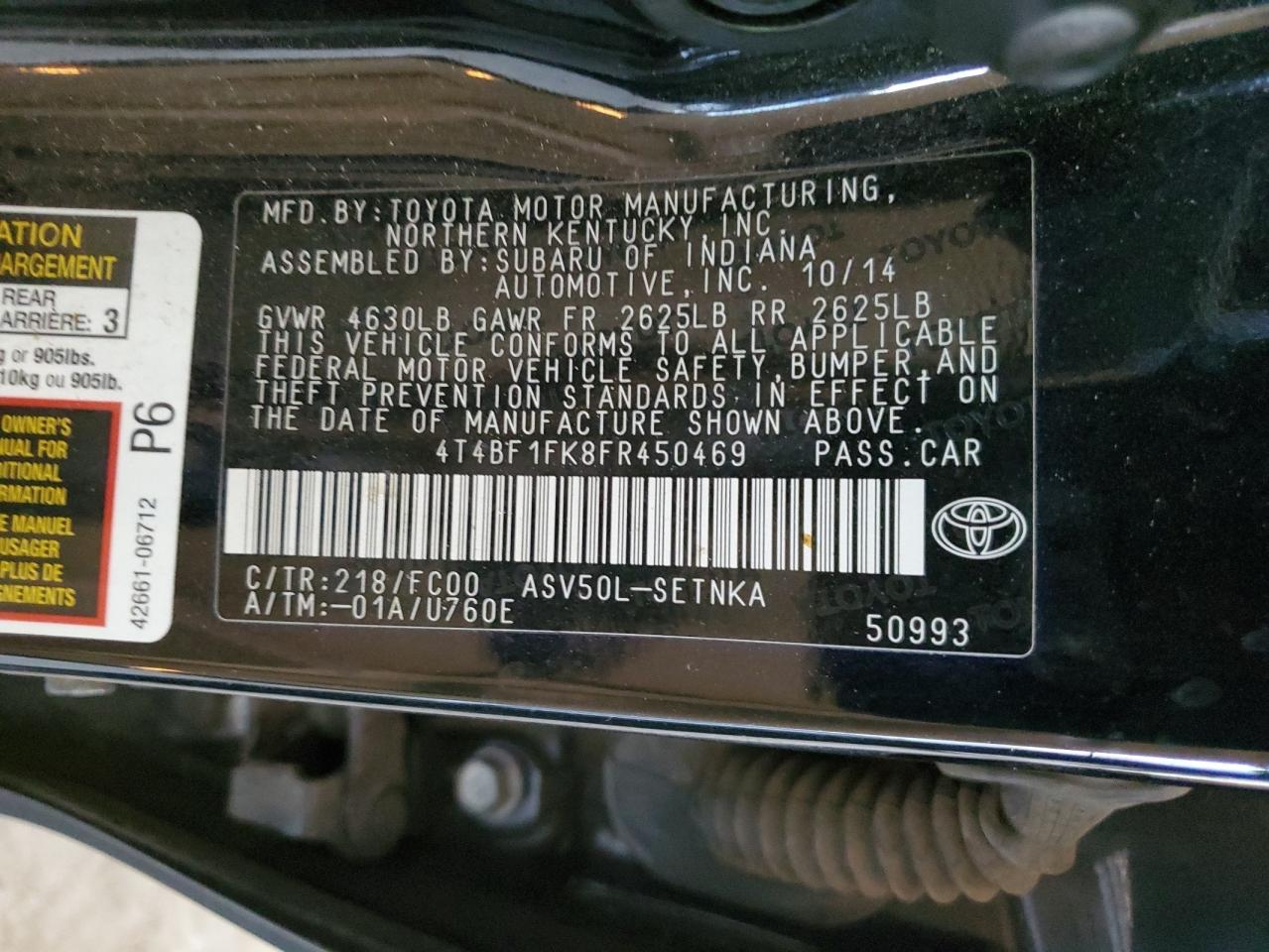 4T4BF1FK8FR450469 2015 TOYOTA CAMRY - Image 12