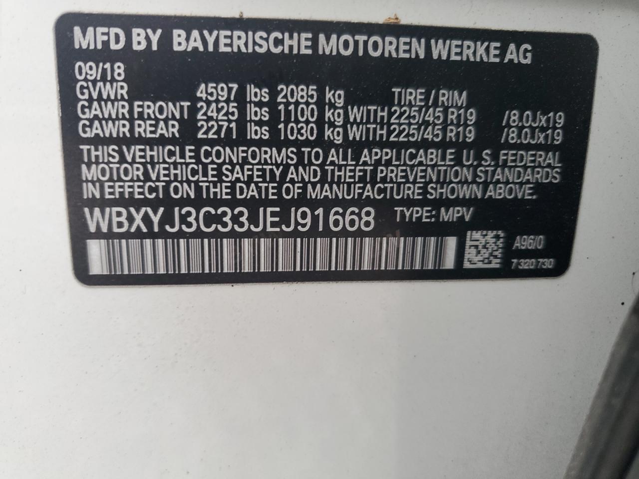 WBXYJ3C33JEJ91668 2018 BMW X2 - Image 13