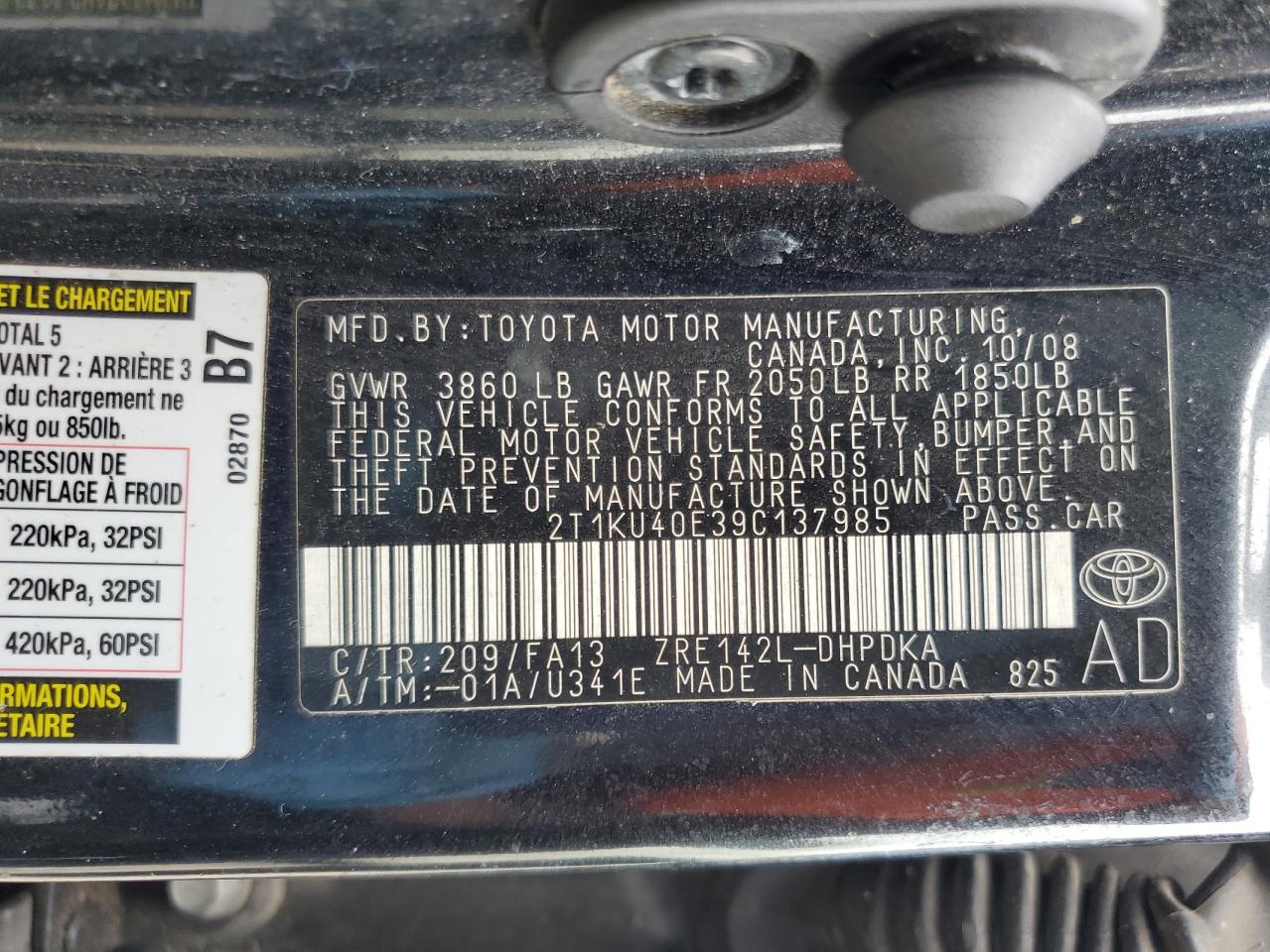 2T1KU40E39C137985 2009 Toyota Corolla Matrix