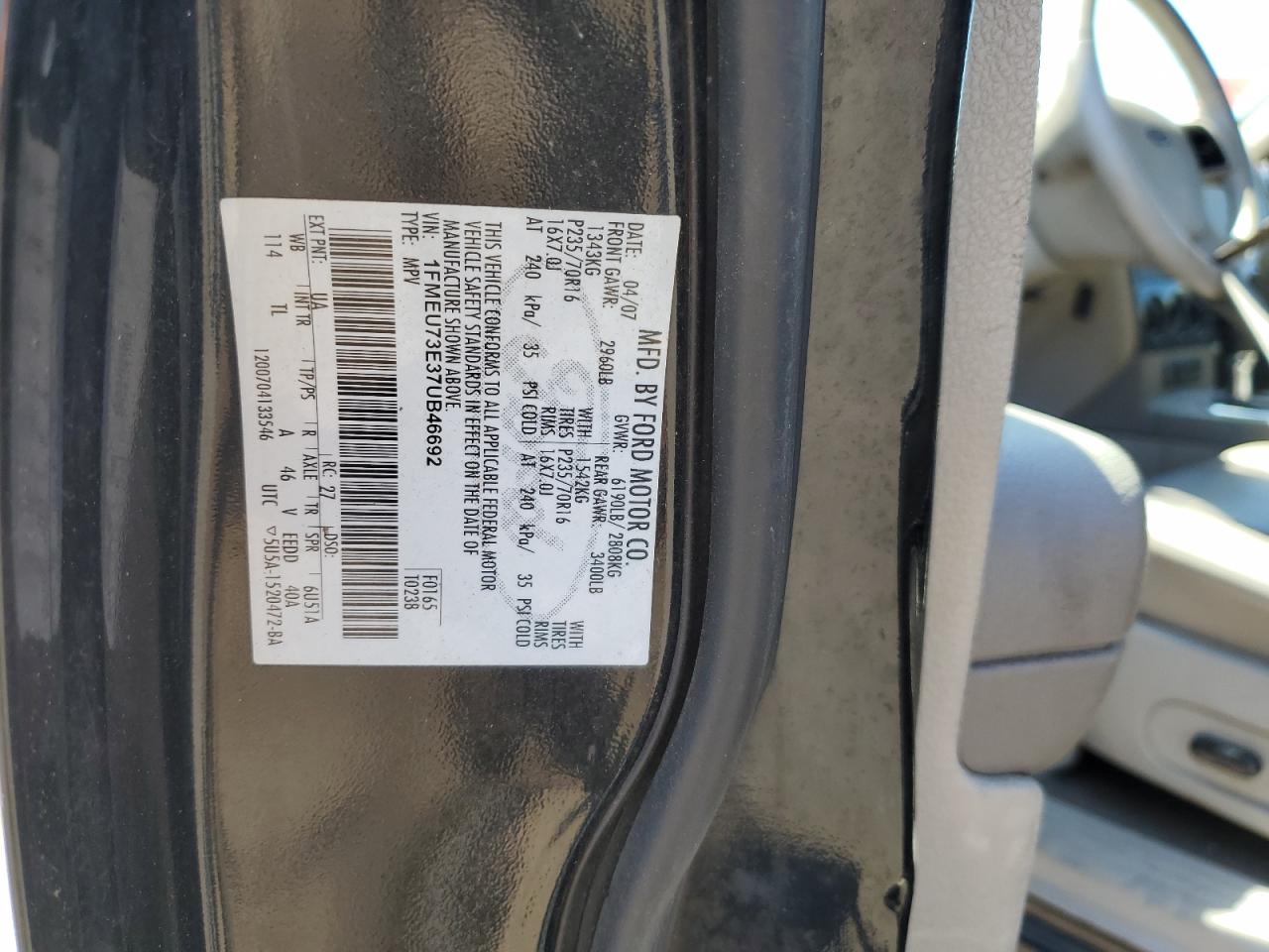 1FMEU73E37UB46692 2007 Ford Explorer Xlt