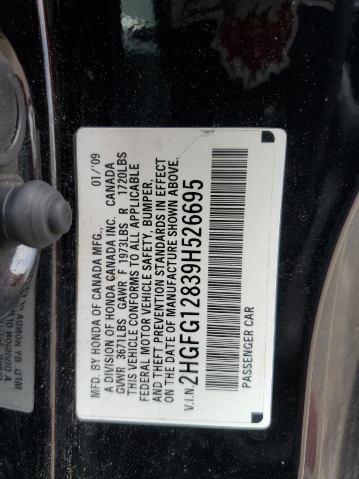 2009 Honda Civic Ex VIN: 2HGFG12839H526695 Lot: 69096044