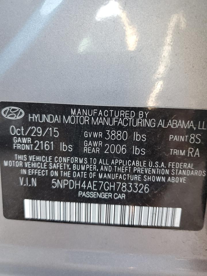 5NPDH4AE7GH783326 2016 Hyundai Elantra Se