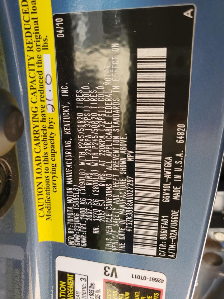 2010 Toyota Venza VIN: 4T3ZK3BB8AU027297 Lot: 70714984