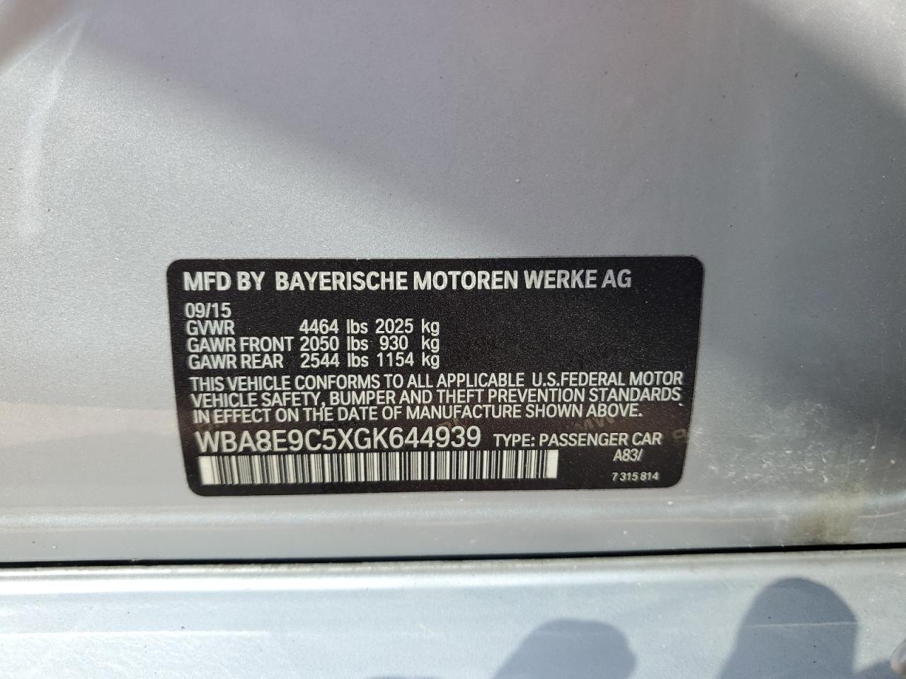 2016 BMW 328 I Sulev VIN: WBA8E9C5XGK644939 Lot: 71111124