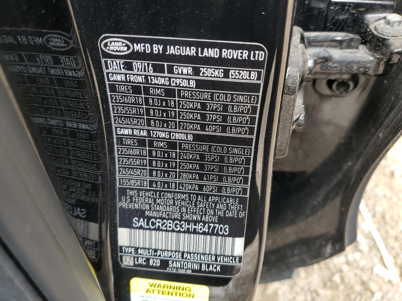 SALCR2BG3HH647703 2017 LAND ROVER DISCOVERY - Image 13