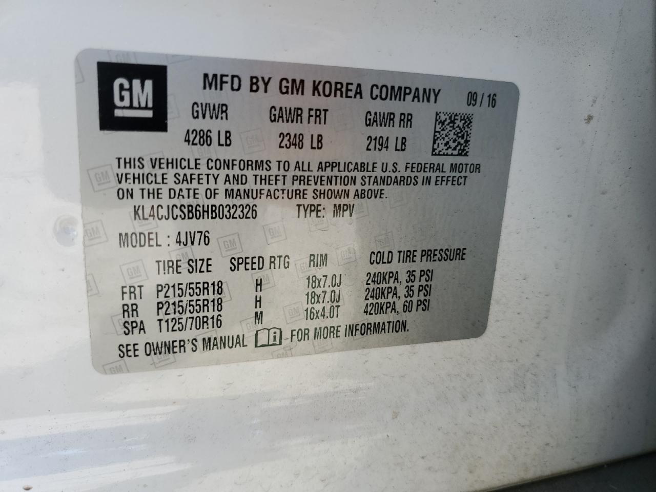 KL4CJCSB6HB032326 2017 Buick Encore Essence