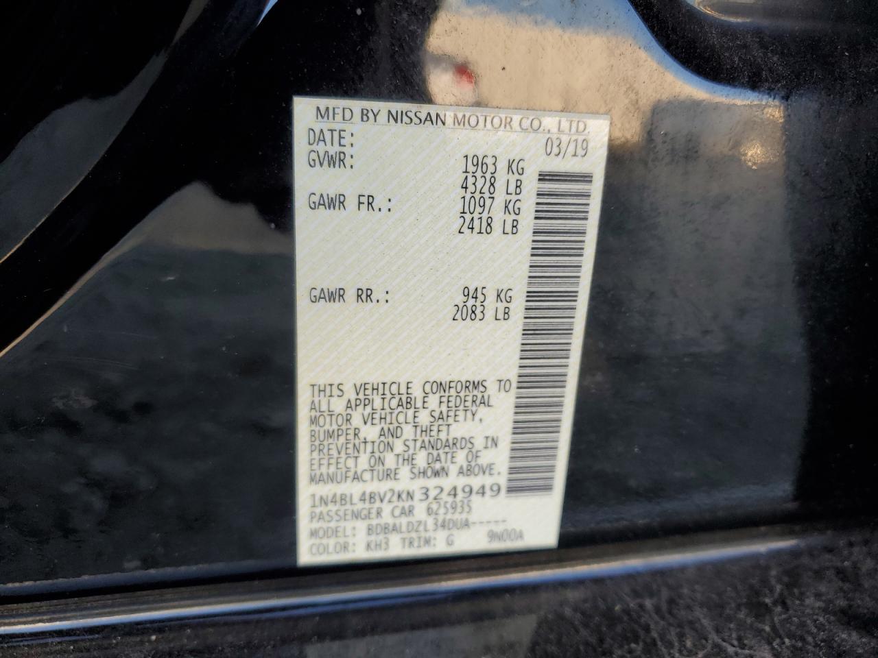 1N4BL4BV2KN324949 2019 NISSAN ALTIMA - Image 12