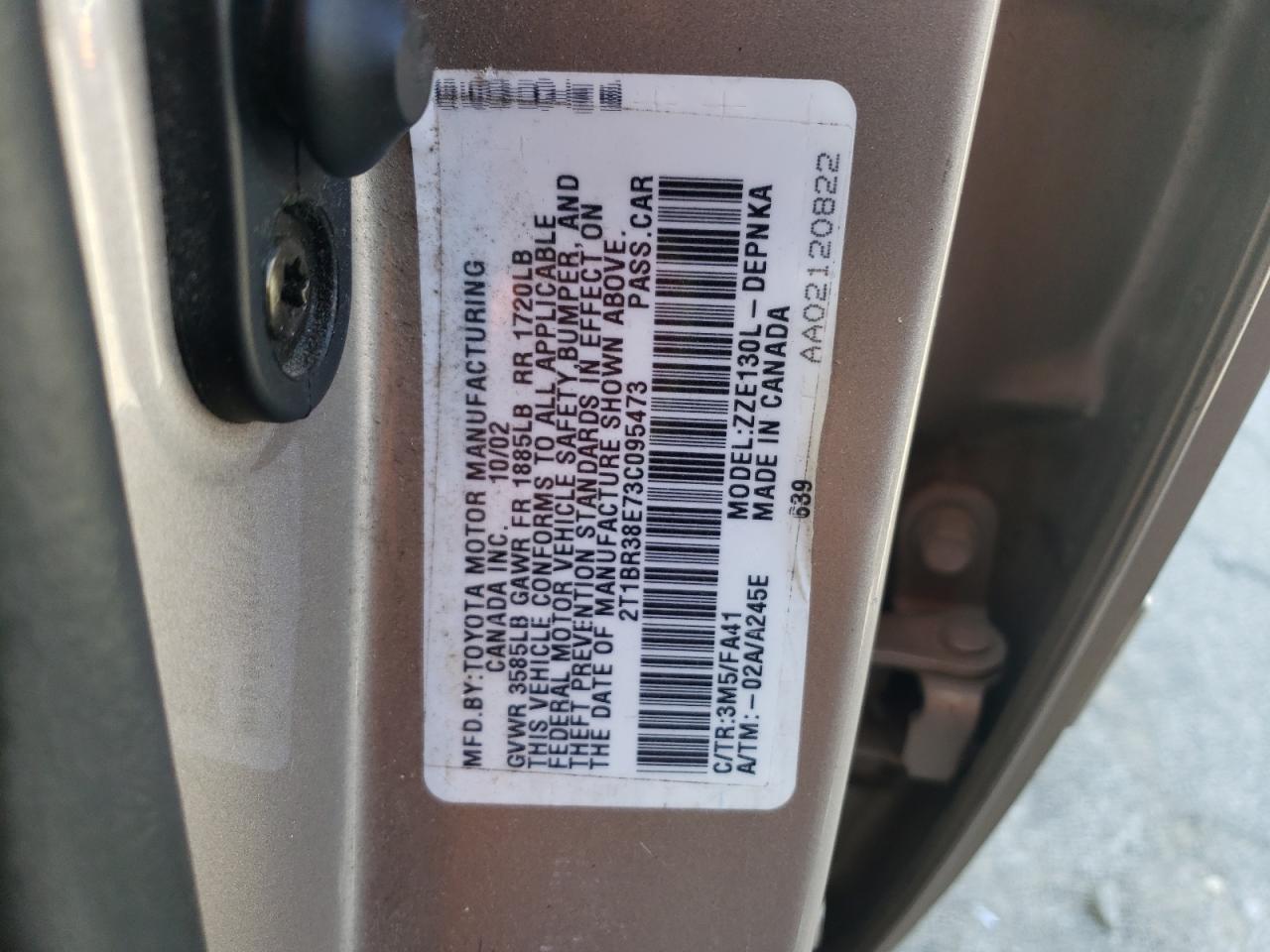 2T1BR38E73C095473 2003 Toyota Corolla Ce