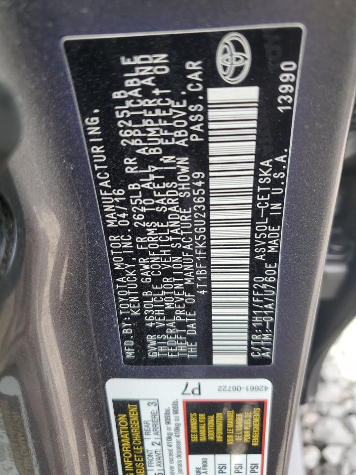 4T1BF1FK5GU236549 2016 TOYOTA CAMRY - Image 13