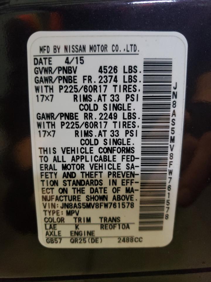 JN8AS5MV8FW761578 2015 Nissan Rogue Select S