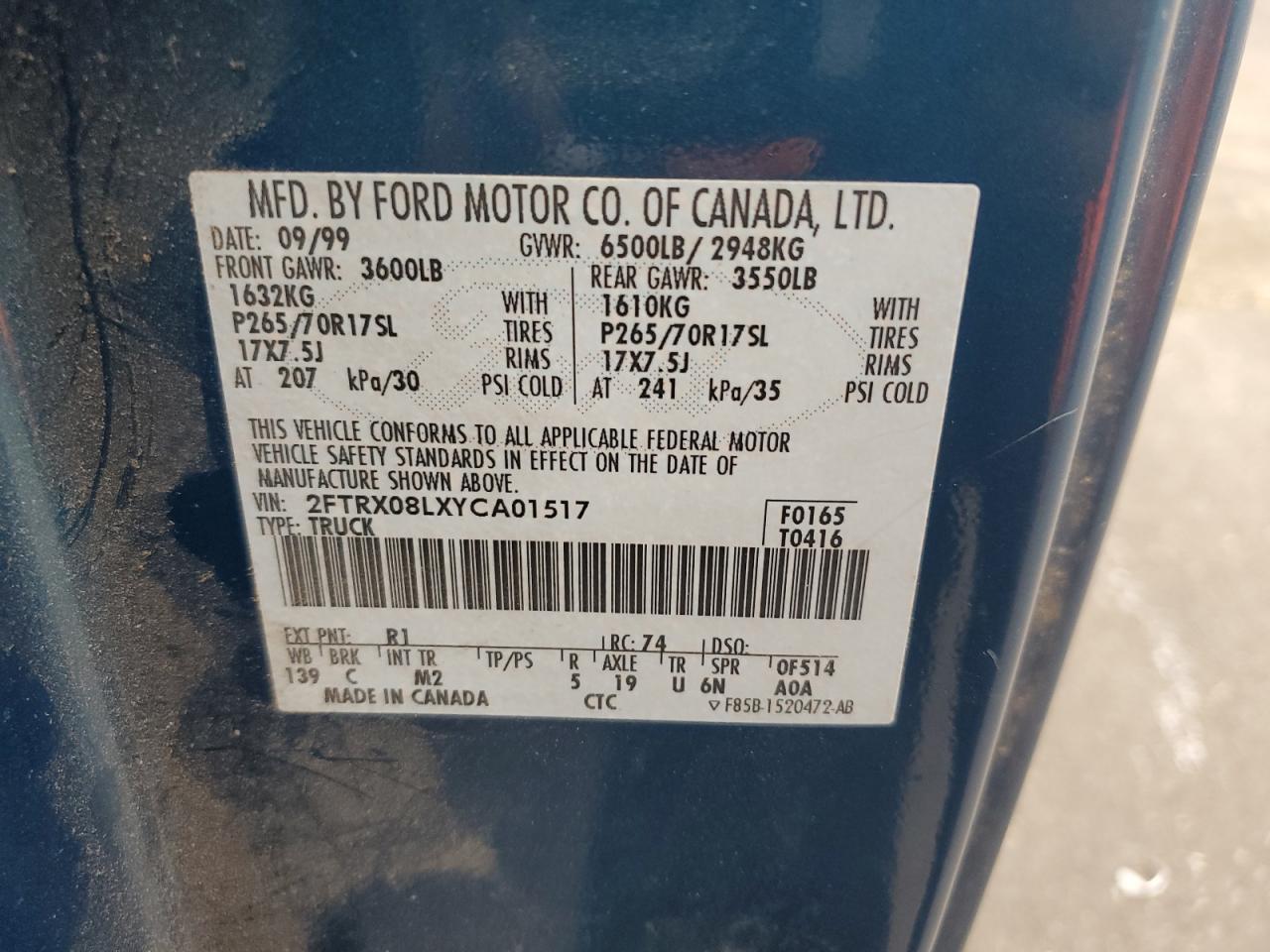 2FTRX08LXYCA01517 2000 Ford F150