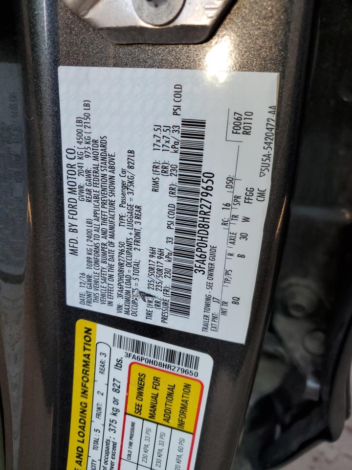 3FA6P0HD8HR279650 2017 Ford Fusion Se