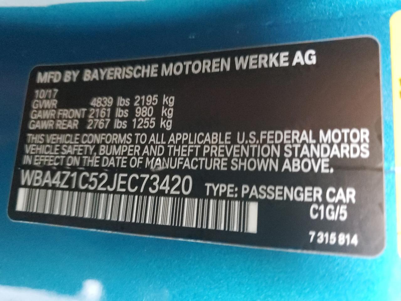 2018 BMW 430I VIN: WBA4Z1C52JEC73420 Lot: 72933704