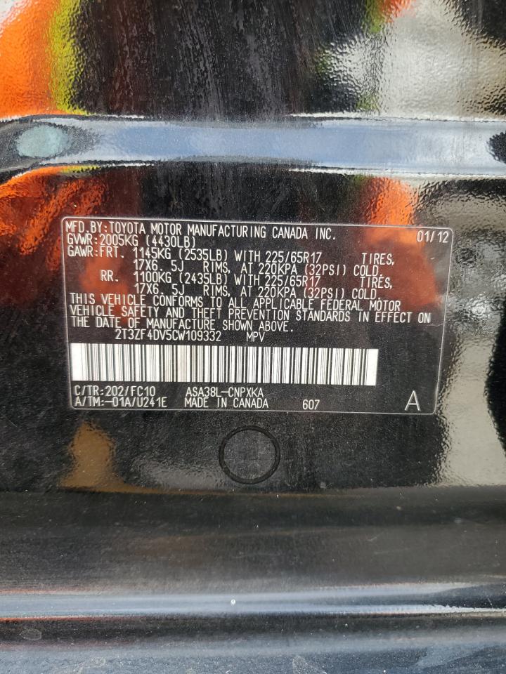 2T3ZF4DV5CW109332 2012 Toyota Rav4