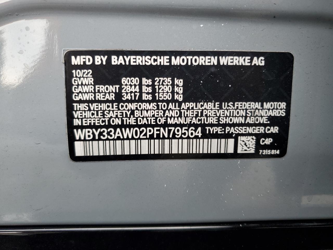 WBY33AW02PFN79564 2023 BMW I4 M50