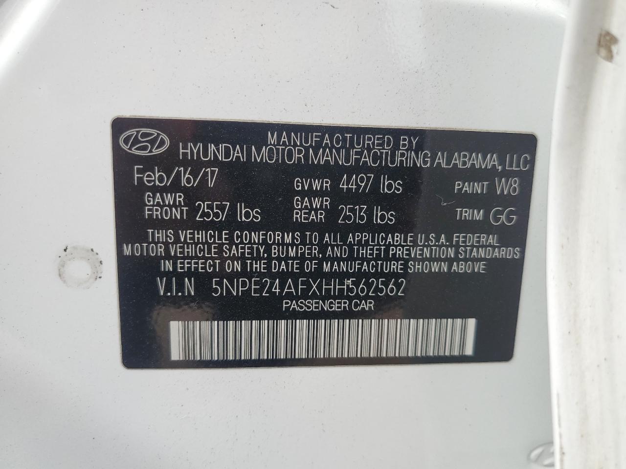 5NPE24AFXHH562562 2017 HYUNDAI SONATA - Image 13