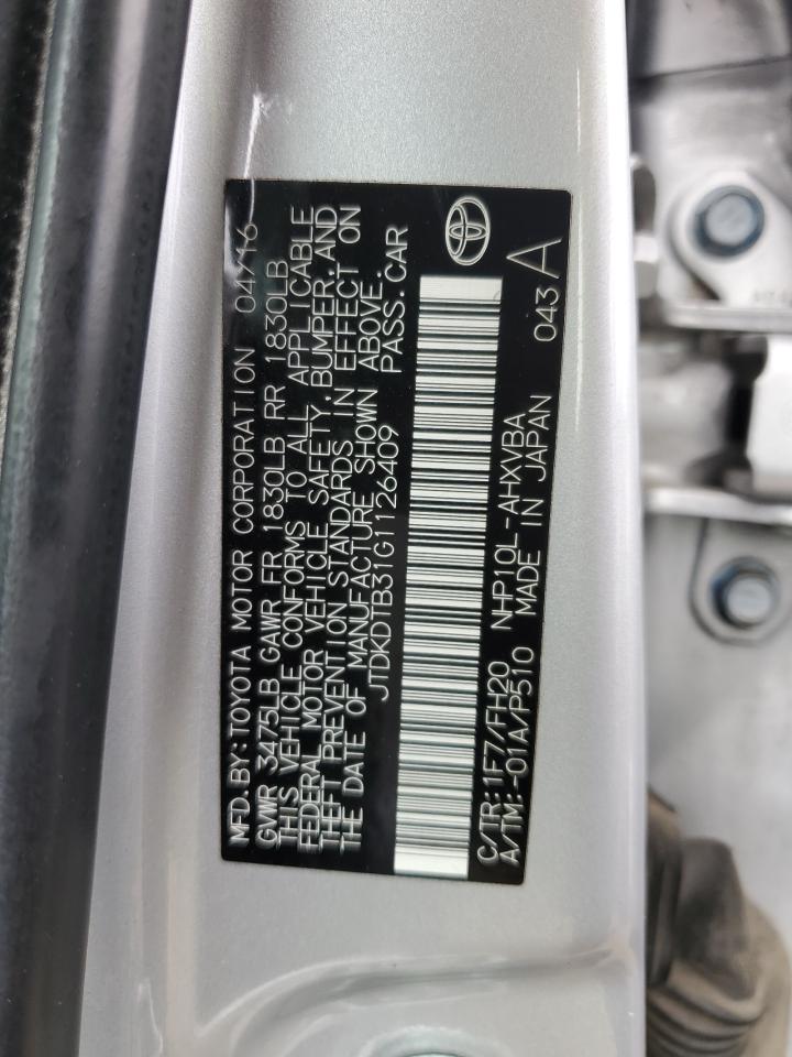 JTDKDTB31G1126409 2016 Toyota Prius C