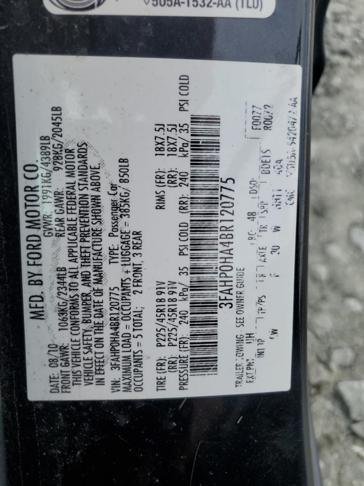 2011 Ford Fusion Se VIN: 3FAHP0HA4BR120775 Lot: 71639554