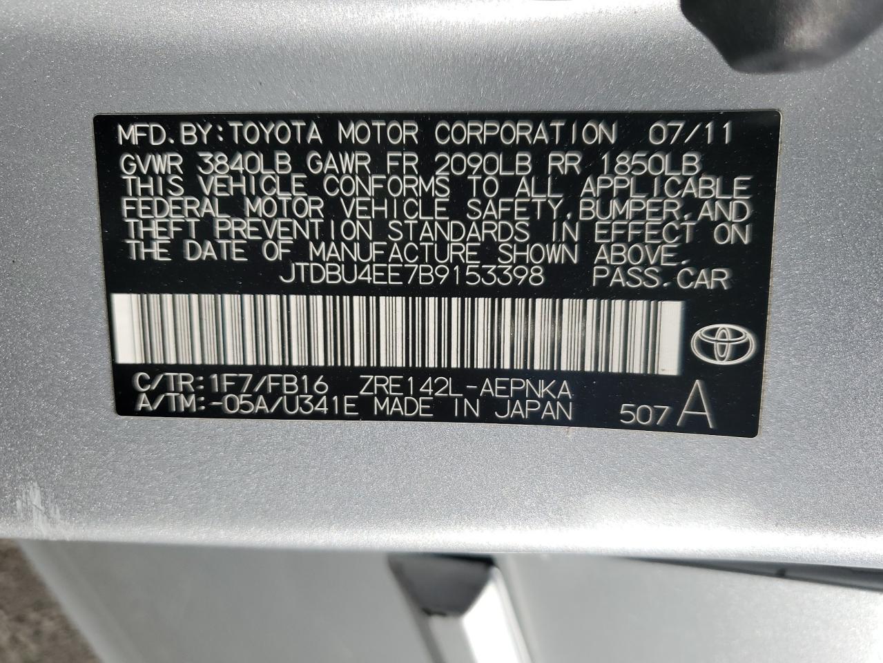 JTDBU4EE7B9153398 2011 Toyota Corolla Base