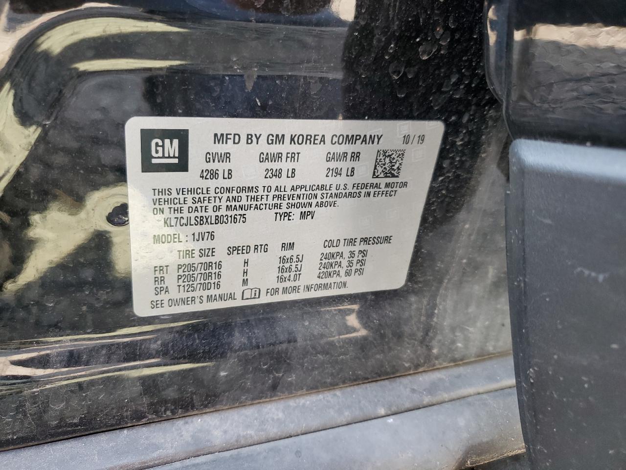 KL7CJLSBXLB031675 2020 CHEVROLET TRAX - Image 13