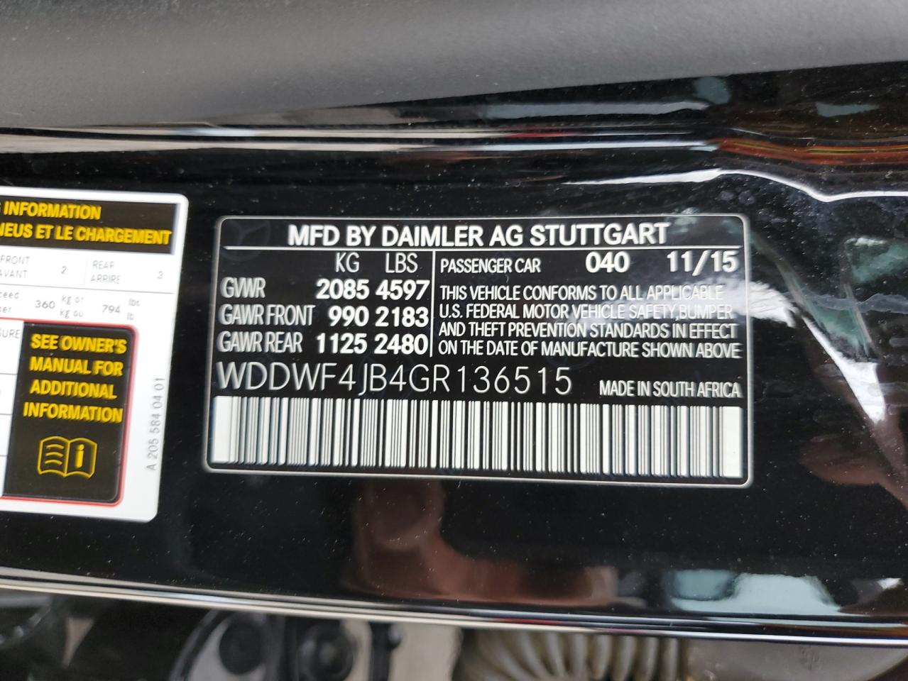 WDDWF4JB4GR136515 2016 MERCEDES-BENZ C CLASS - Image 12