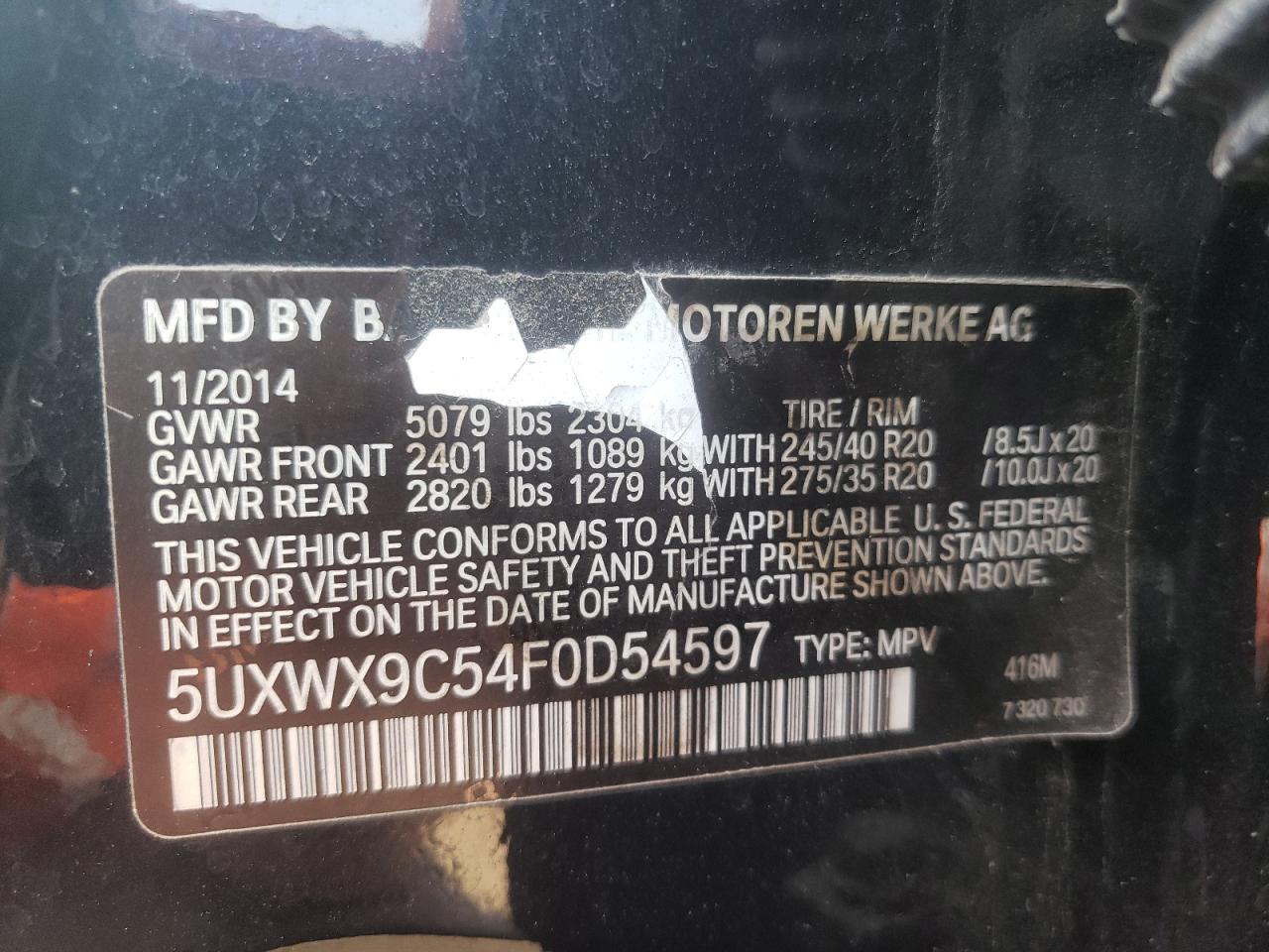 5UXWX9C54F0D54597 2015 BMW X3 xDrive28I