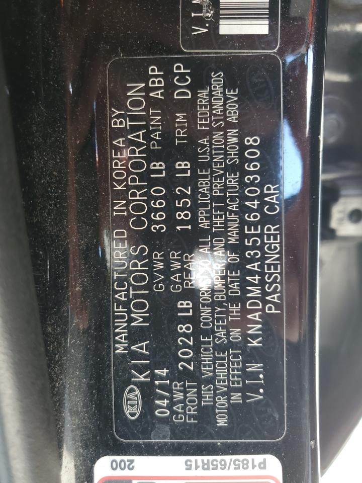 KNADM4A35E6403608 2014 Kia Rio Lx