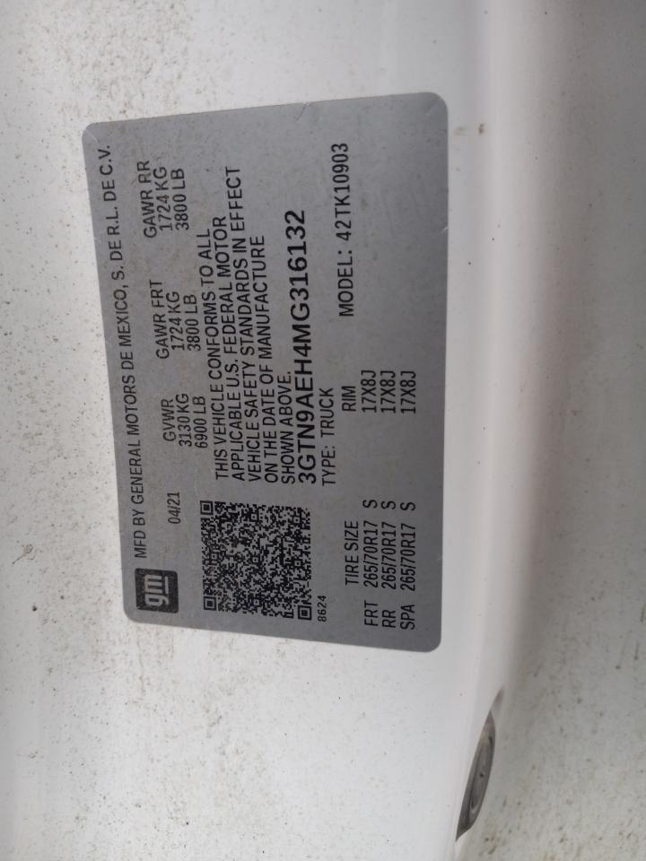 3GTN9AEH4MG316132 2021 GMC Sierra K1500