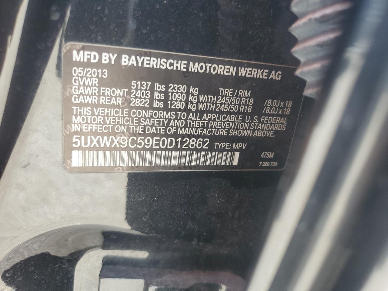 5UXWX9C59E0D12862 2014 BMW X3 xDrive28I