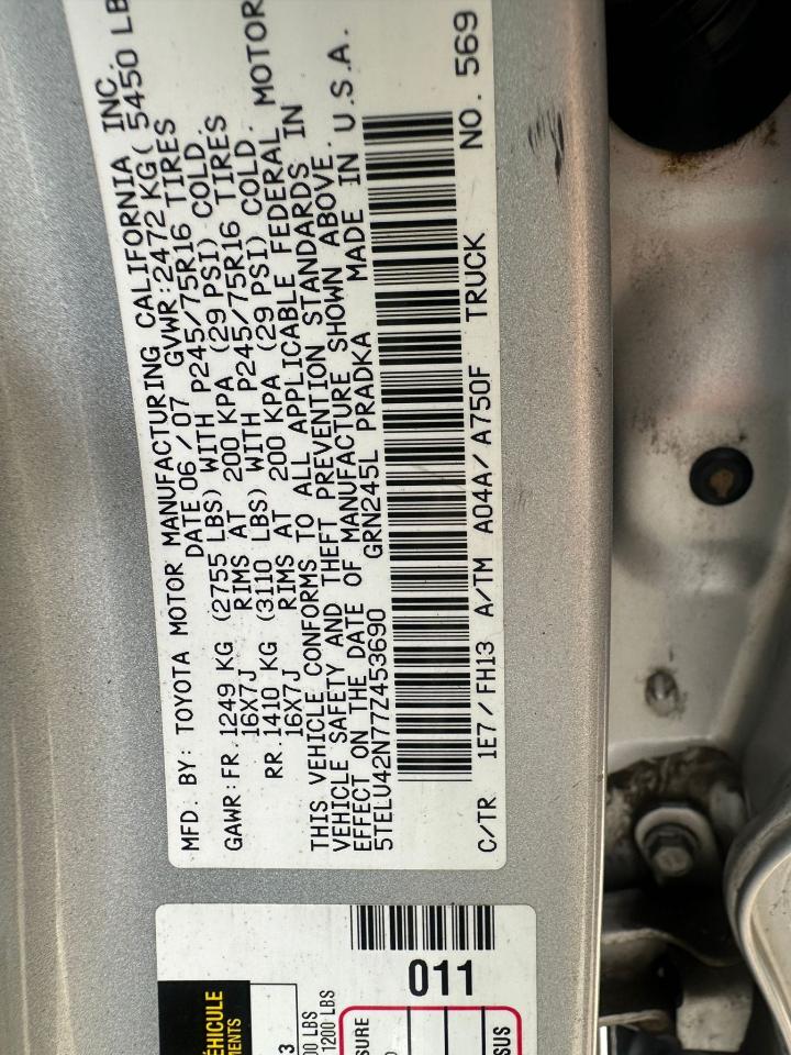 5TELU42N77Z453690 2007 Toyota Tacoma Double Cab