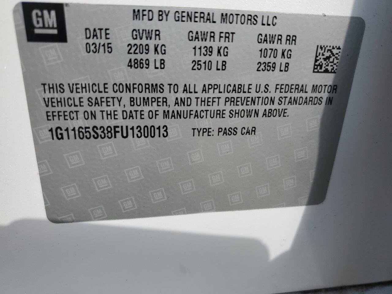 1G1165S38FU130013 2015 Chevrolet Impala Ltz