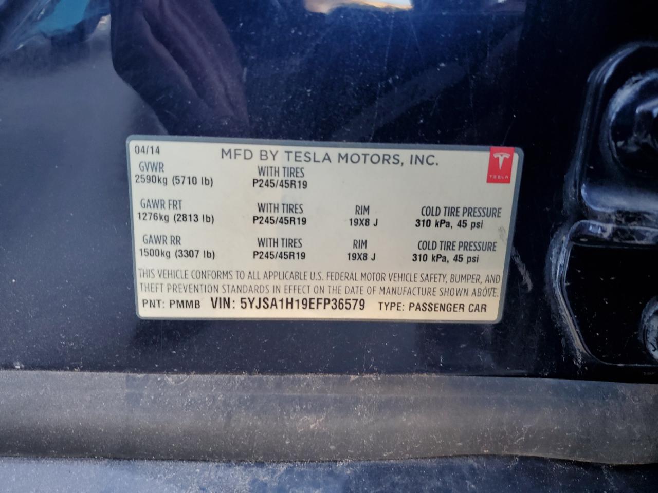 5YJSA1H19EFP36579 2014 Tesla Model S