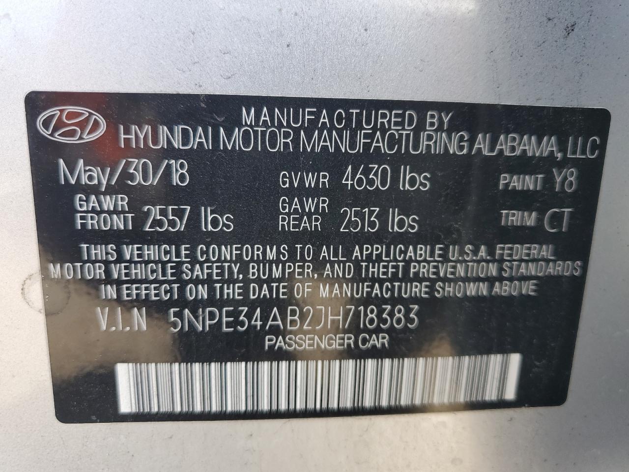 5NPE34AB2JH718383 2018 Hyundai Sonata Sport