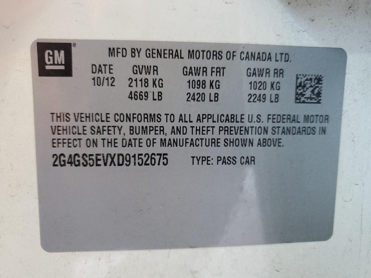 2G4GS5EVXD9152675 2013 Buick Regal Premium