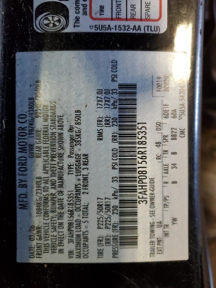 3FAHP08156R185351 2006 Ford Fusion Sel