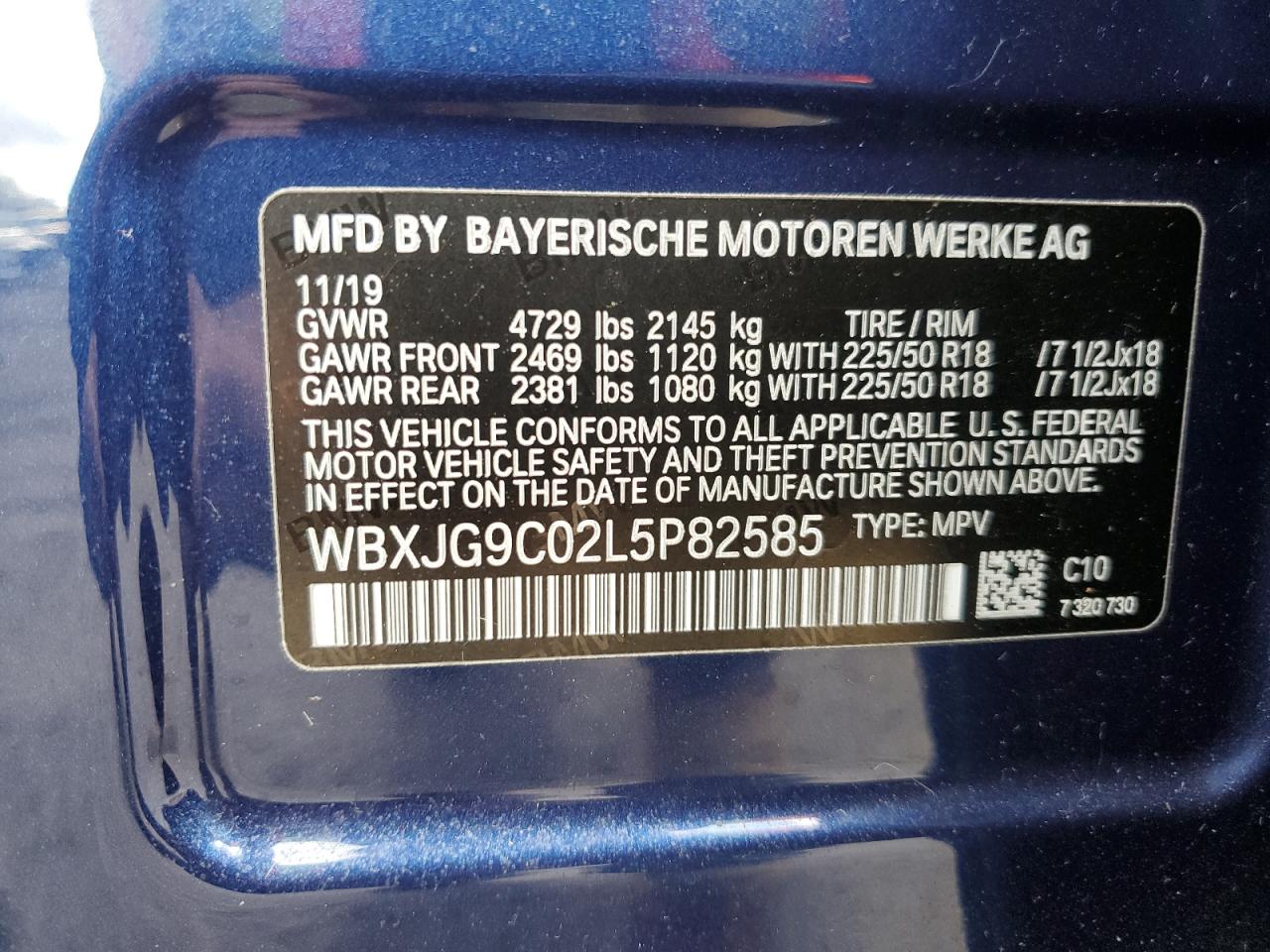 WBXJG9C02L5P82585 2020 BMW X1 xDrive28I