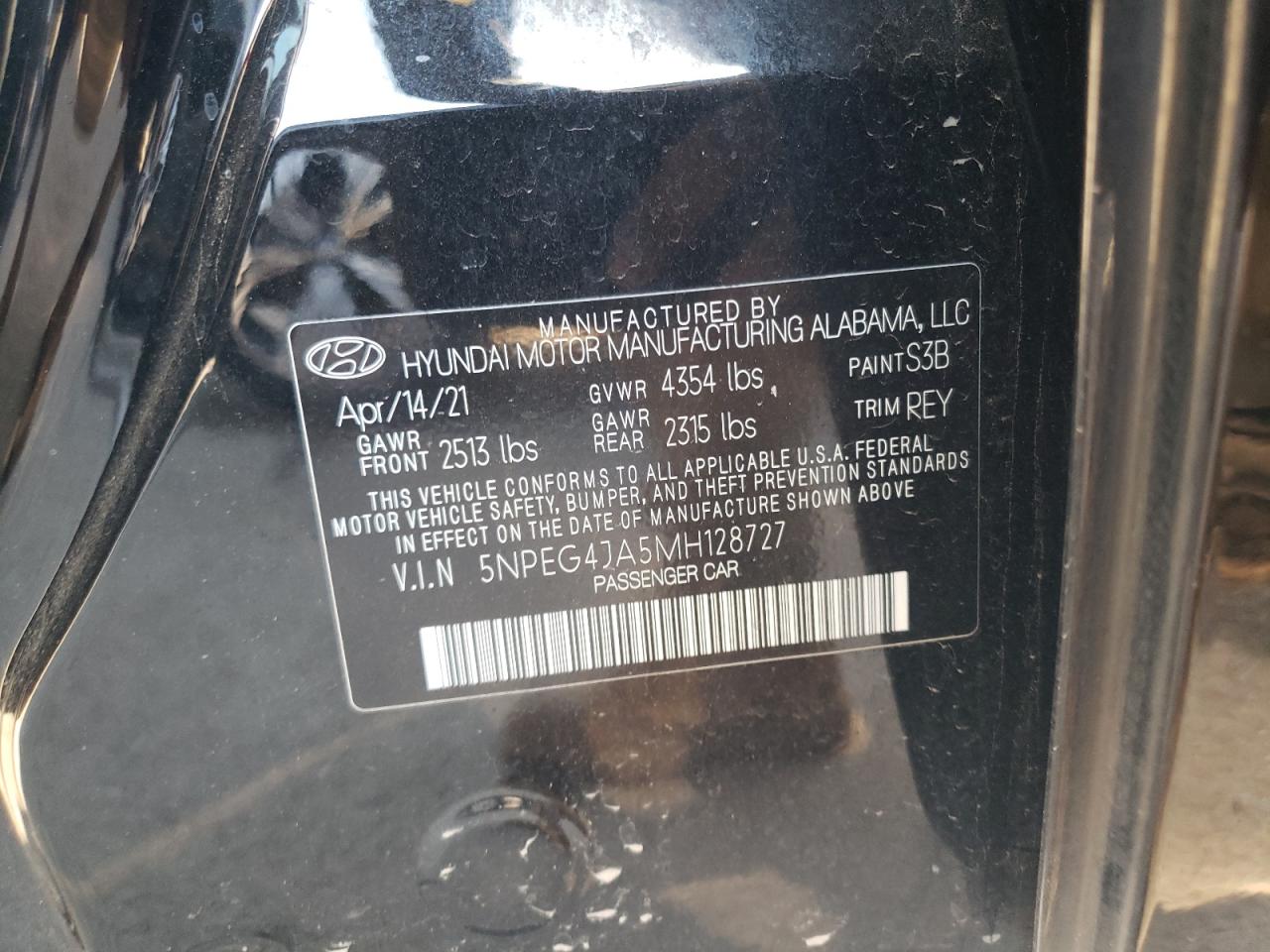 5NPEG4JA5MH128727 2021 Hyundai Sonata Se