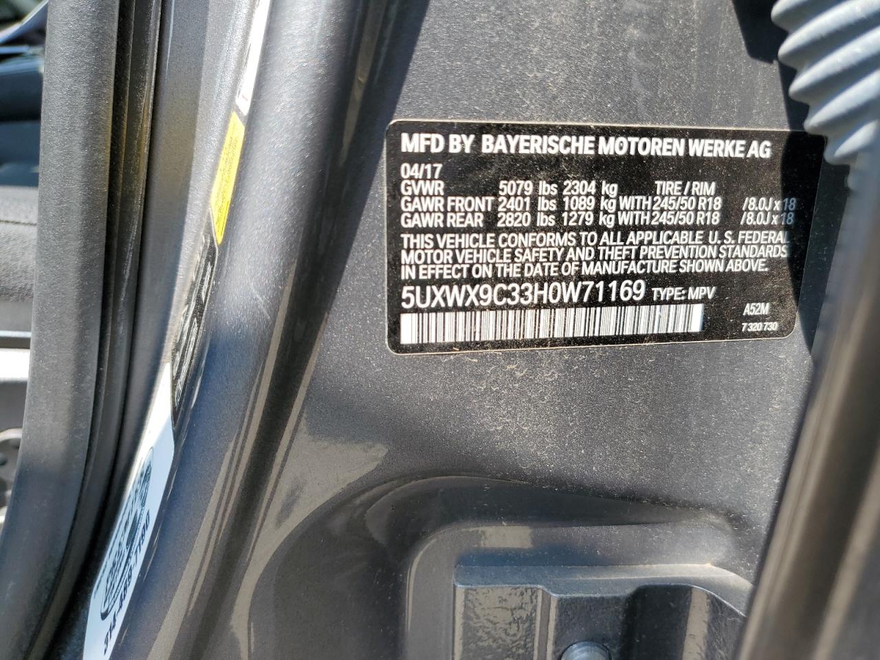 5UXWX9C33H0W71169 2017 BMW X3 - Image 13