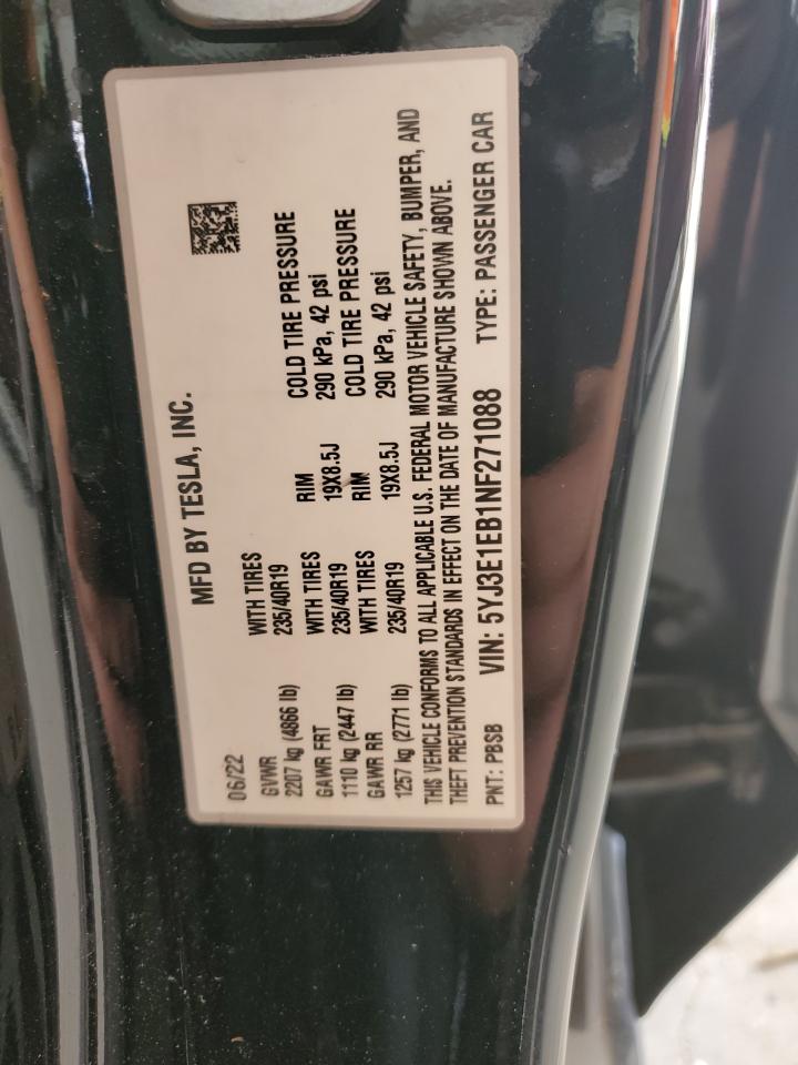 5YJ3E1EB1NF271088 2022 TESLA MODEL 3 - Image 12