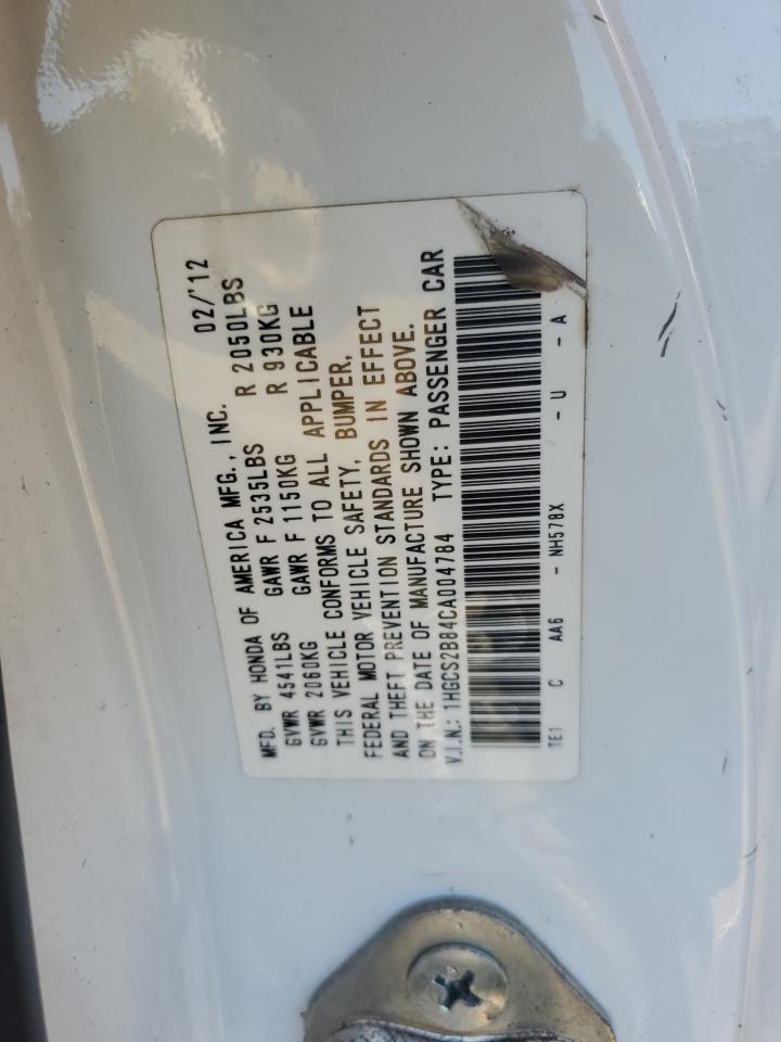 1HGCS2B84CA004784 2012 Honda Accord Exl