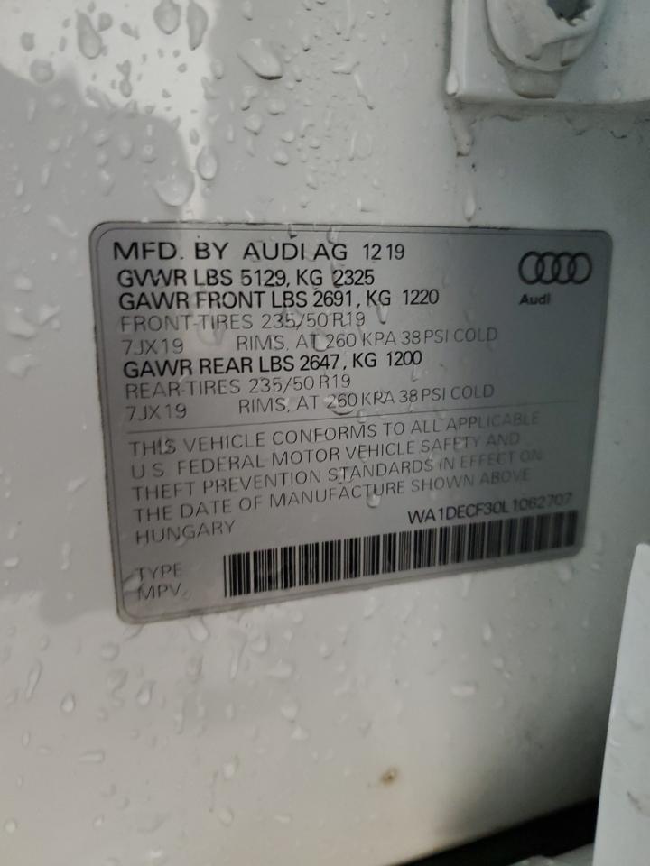 WA1DECF30L1062707 2020 Audi Q3 Premium S Line